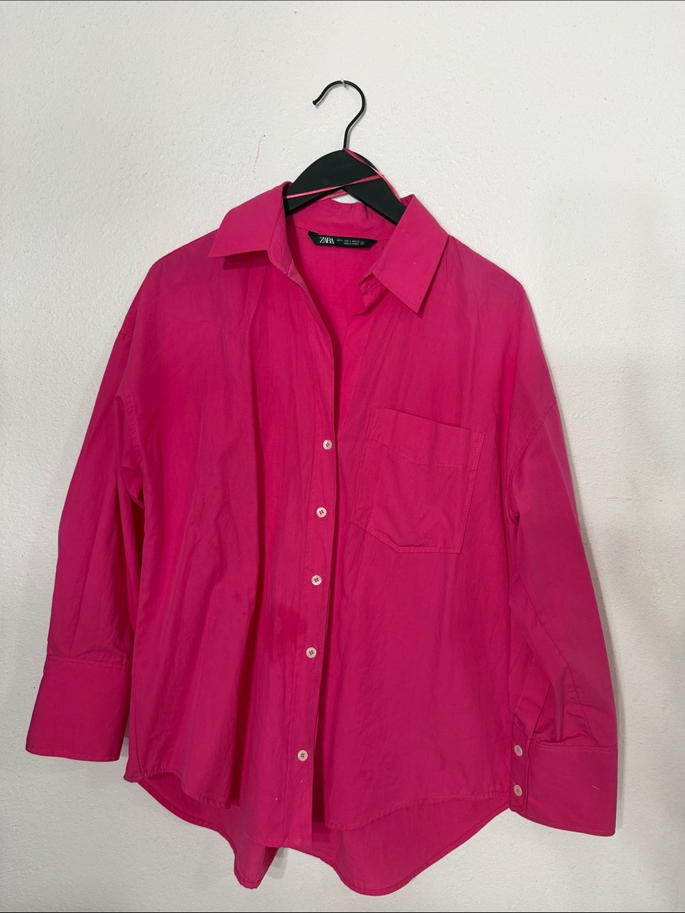 Zara Hot Pink Oversized Button-Down Shirt